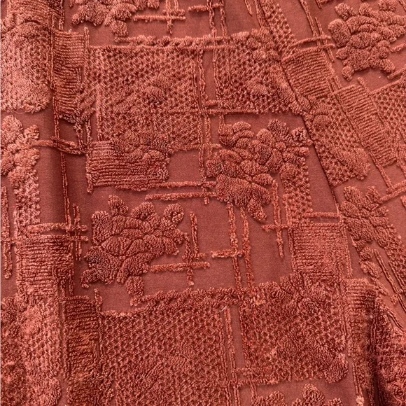 ZARA Women’s Rust Textured Jacquard Wide-Leg Pants Boho Floral Lounge Trousers M - Picture 9 of 12